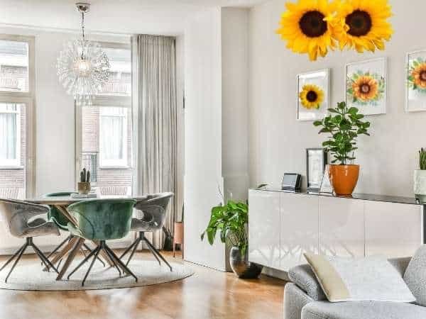 Add Artwork in sunflower living room