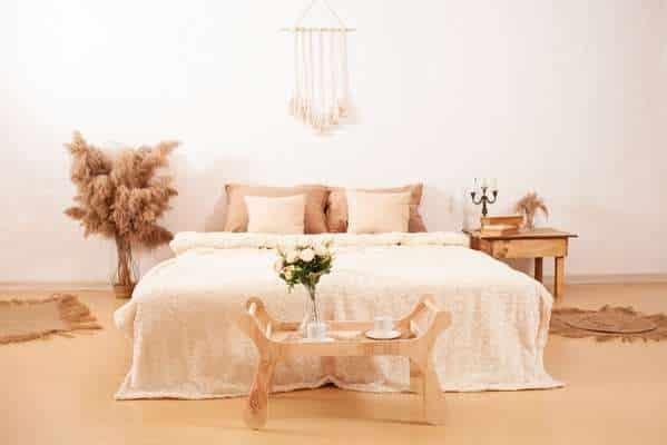 Beige Bedroom Furniture Placement