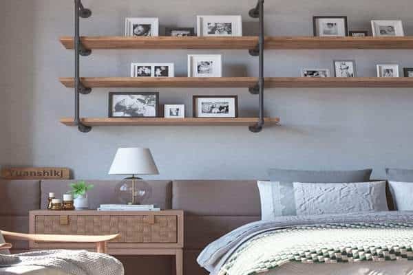 Wall Shelf Buffalo Plaid Bedroom