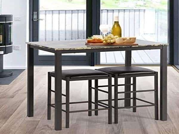 Rectangular Modern Metal Dining Room Table Set for Small Spaces