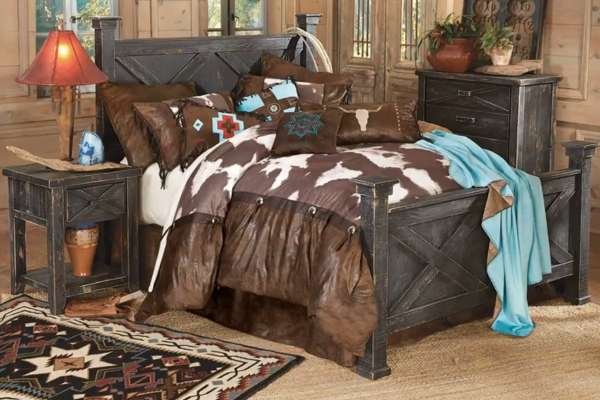 Furniture: Rustic Wood, Leather Accents