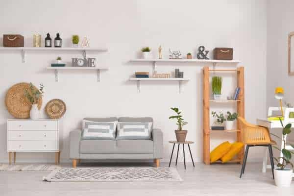 Floating Shelves Organized For Living Room