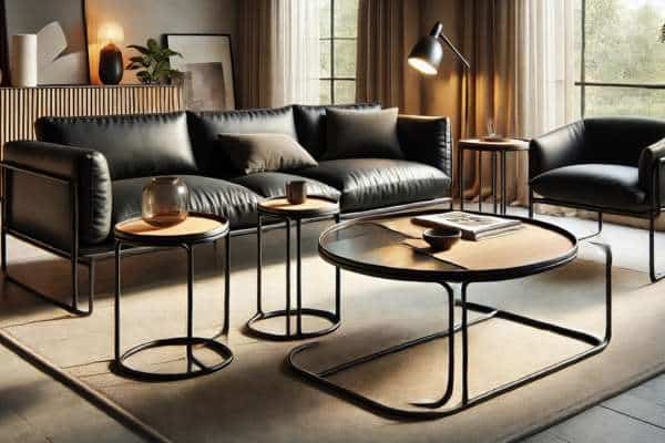 Choosing the Right Coffee Table and Side Tables for Black Leather Couches