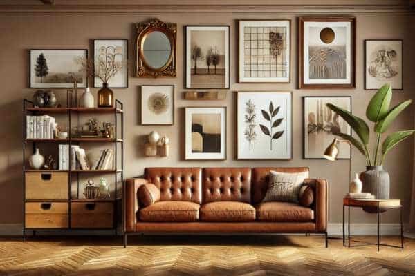 Incorporating Artwork and Wall Décor For brown couches