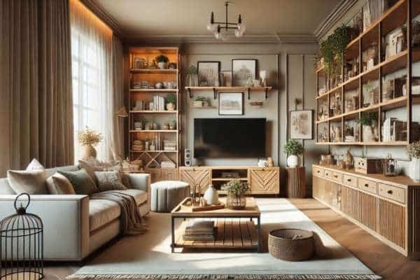 Storage Solutions with Style Modern Farmhouse Vibe For Living Room