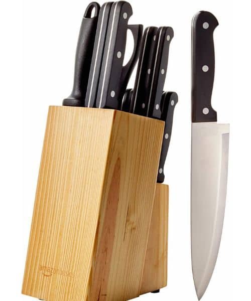 Amazon Basics 14-Piece High Carbon Stainless Steel Kitchen Knife Set