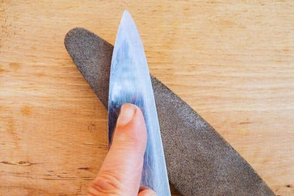 Sharpening Process To Kitchen Knife With A Whetstone