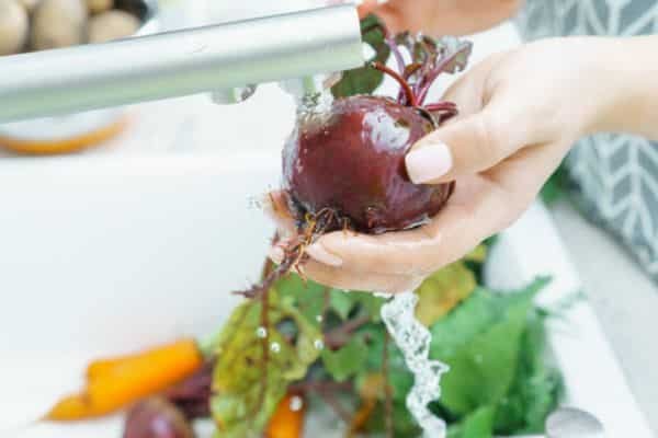 Wash the Beets to Make Beet Juice with Blender